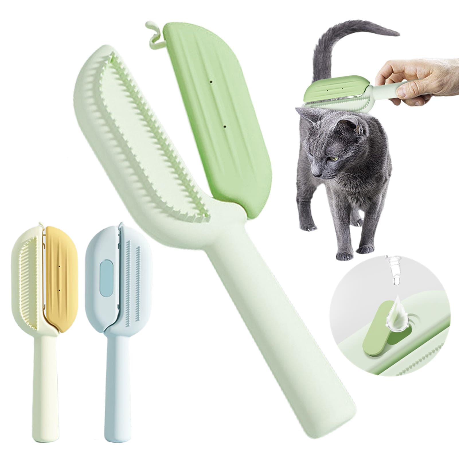 3-in-1 Self-Cleaning Pet Grooming Brush with Water Tank