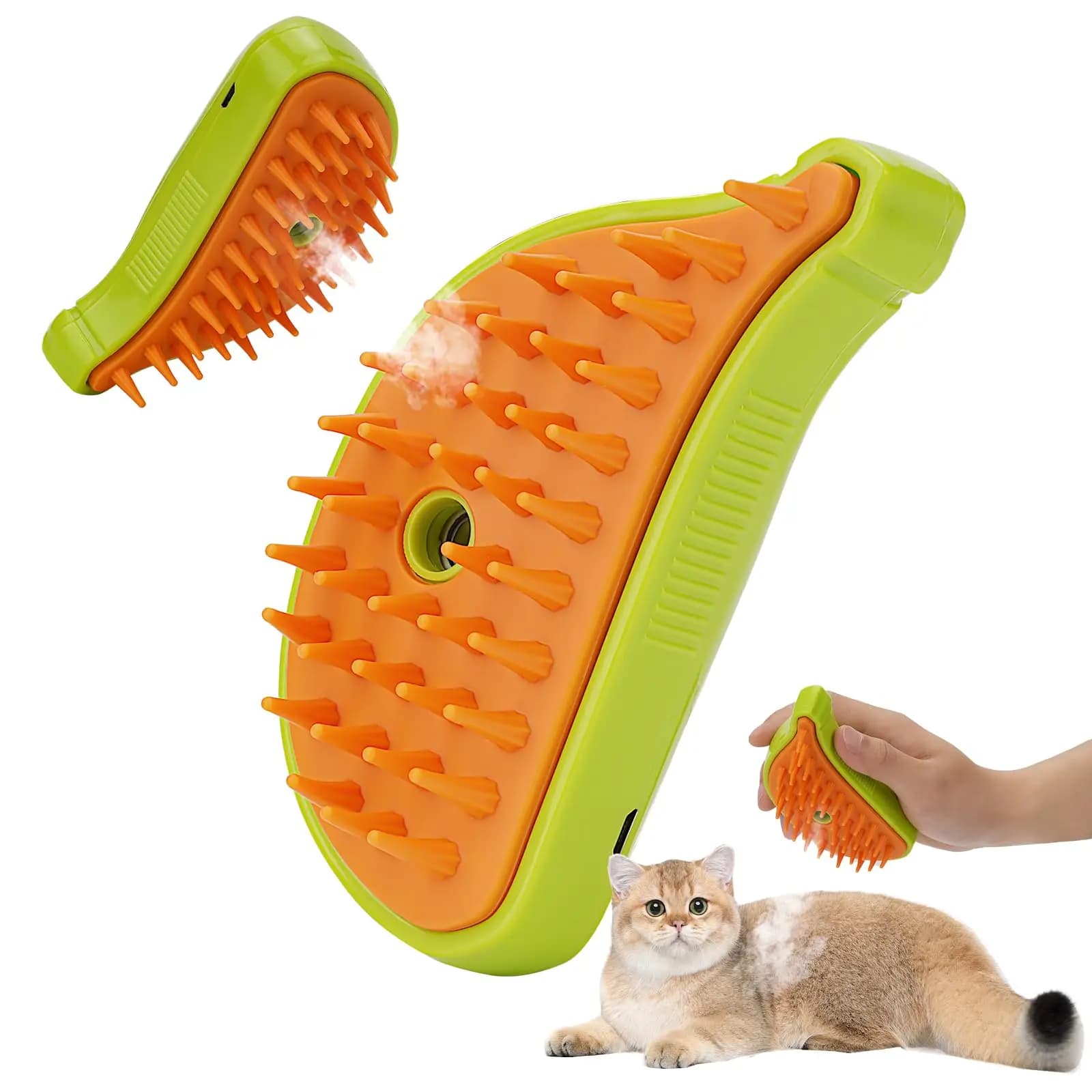 3-in-1 Pet Steam Brush for Grooming and Massage