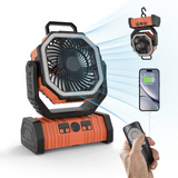 Outdoor Camping Fan with LED Light & Power Bank