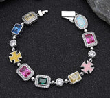 Gold-Plated Colorful Gemstone Hip-Hop Necklace