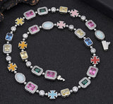 Gold-Plated Colorful Gemstone Hip-Hop Necklace