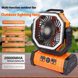Outdoor Camping Fan with LED Light & Power Bank