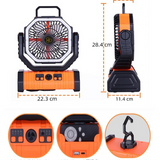 Outdoor Camping Fan with LED Light & Power Bank