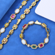 Gold-Plated Colorful Gemstone Hip-Hop Necklace