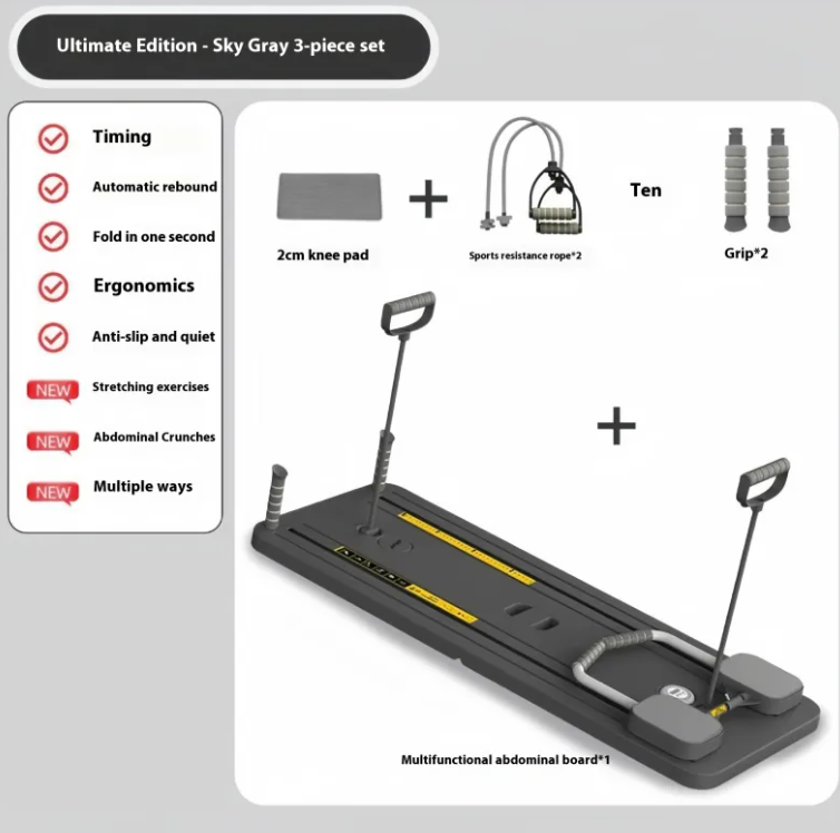 Multi-functional Fitness Board with Abdominal Wheel